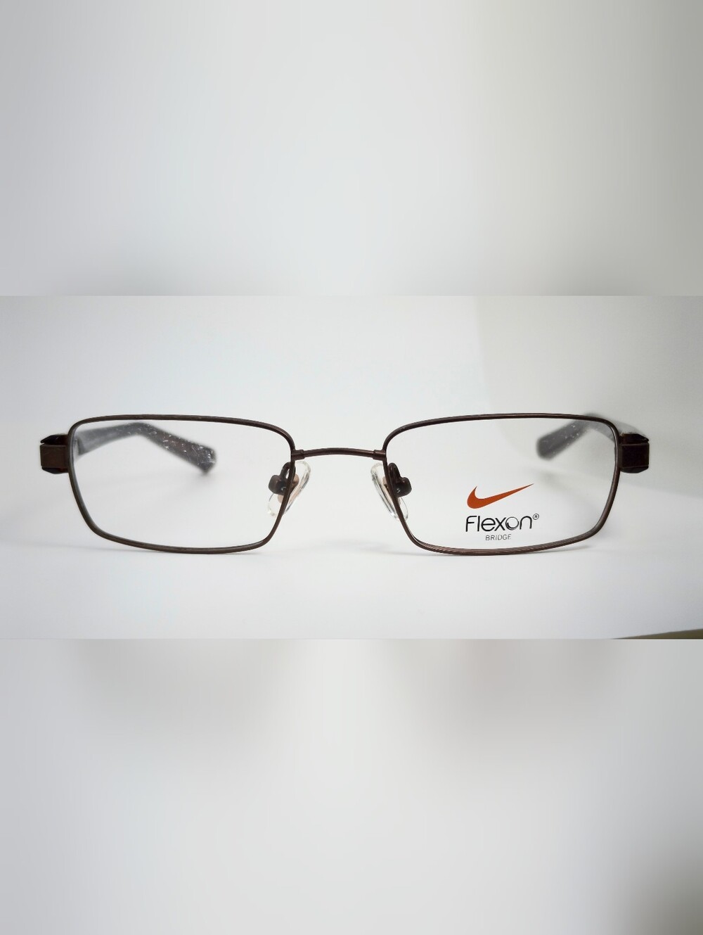 Nike Flexon Brown Rectangular Metal Eyeglass Frames. Youth